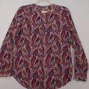 Liz Claiborne Blouse Women's MT Multicolor Long Sleeve Paisley Polyester
